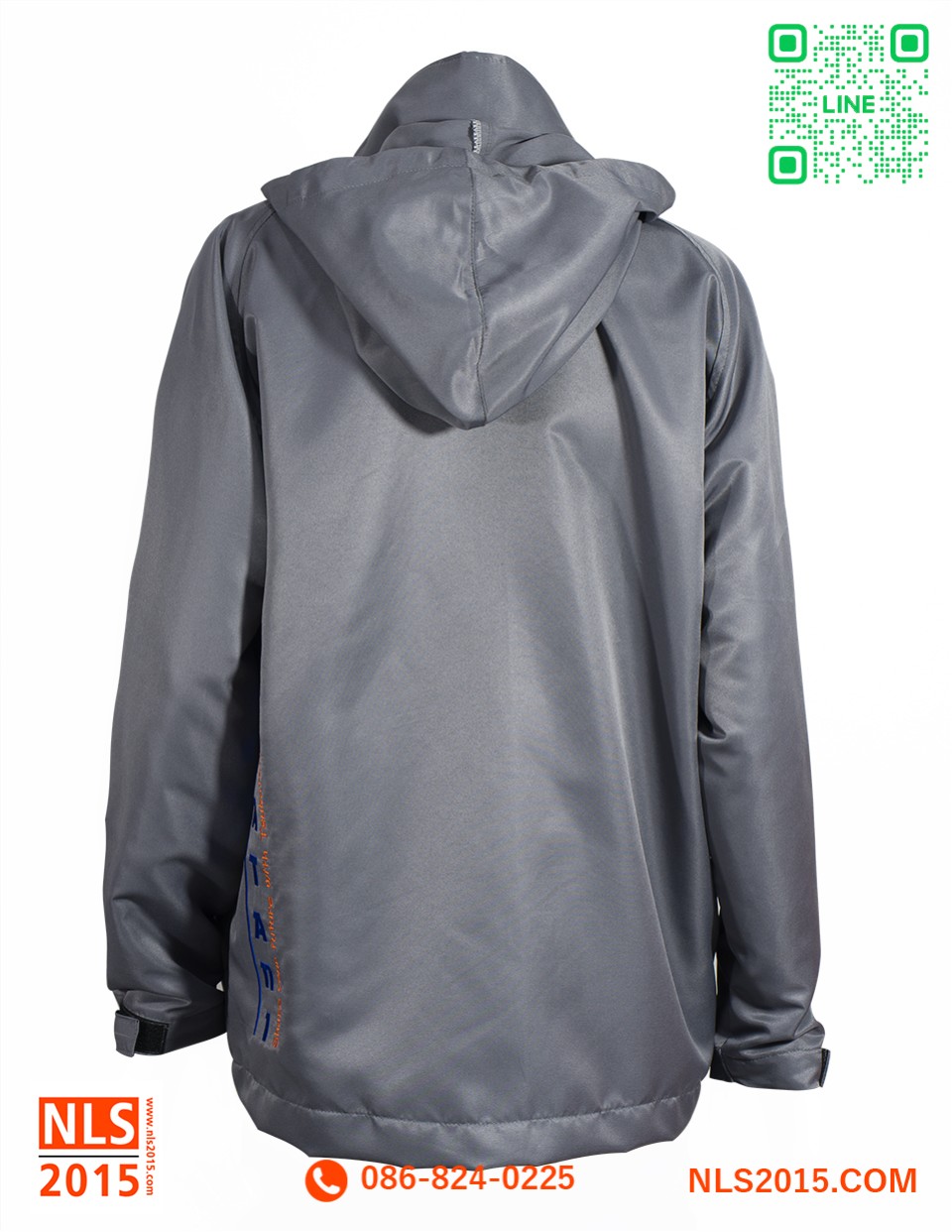 เสื้อแจ็คเก็ตสีเทาเนื้อผ้าไมโครพีช ไม่มีซับในรูปที่ 