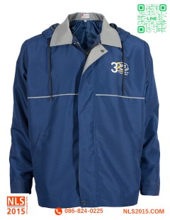 เสื้อแจ็คเก็ต เนื้อผ้าทัชลาน มีซับใน มีฮู๊ดพับเก็บได้ ปักหน้าหลัง