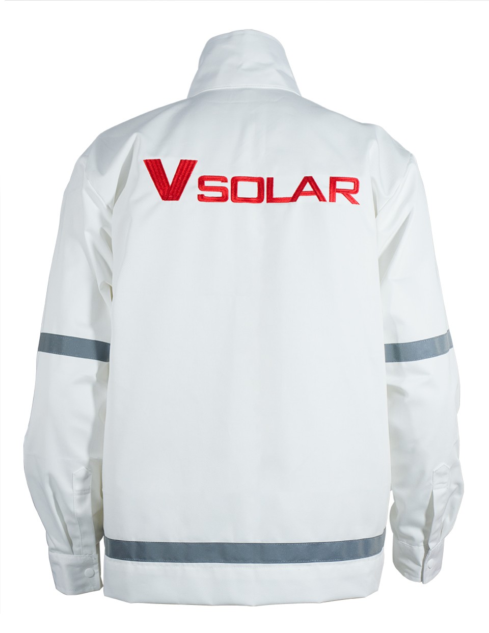 แบบเสื้อแจ็คเก็ตผ้าคอมทวิวสีดำปักหน้าหลังติดแบถสะท้อนแสงรูปที่ 