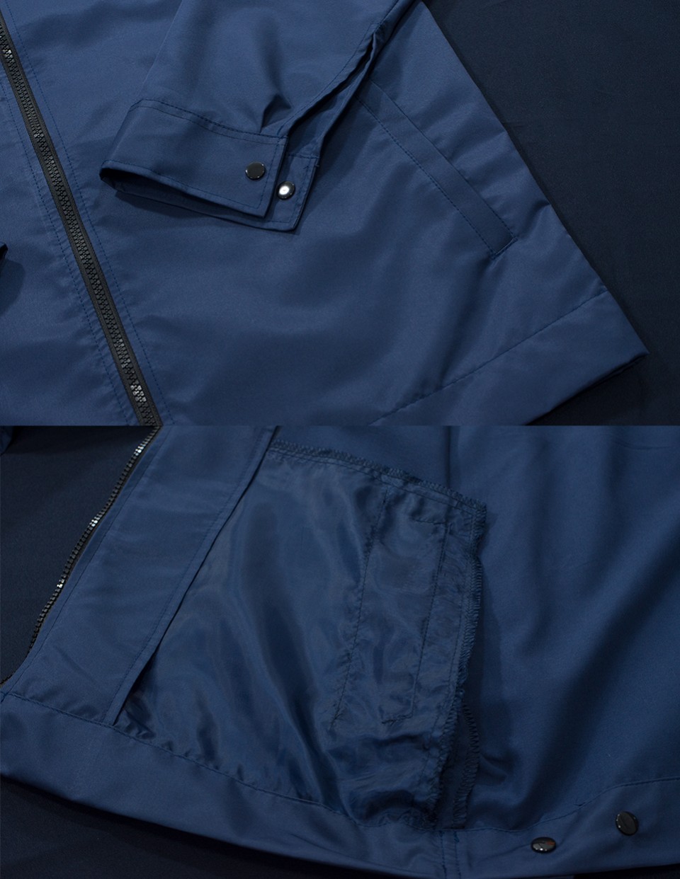 เสื้อแจ็คเก็ตคอปีนสีกรมท่า เนื้อผ้าไมโครพีช ติดซิปฟันกระดูกรูปที่ 