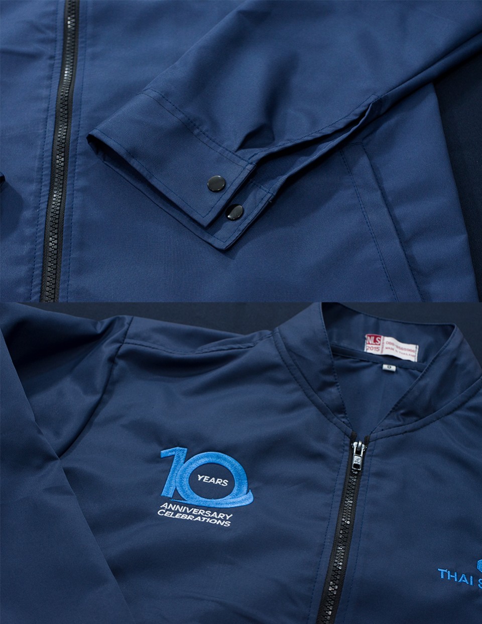 เสื้อแจ็คเก็ตคอปีนสีกรมท่า เนื้อผ้าไมโครพีช ติดซิปฟันกระดูกรูปที่ 