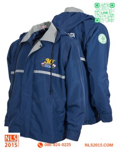 เสื้อแจ็คเก็ตเนื้อผ้าทัชลานมีผ้าซับในติดแถบสะท้อนแสง