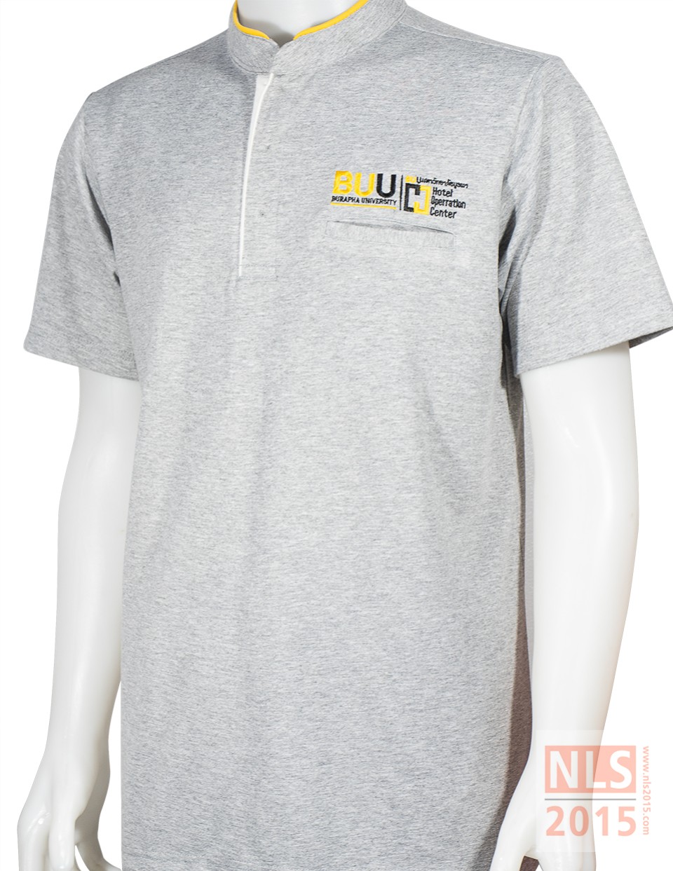 แบบเสื้อโปโลพนักงานคอจีนสีเทา | รับตัดเสื้อโปโลตามแบบรูปที่