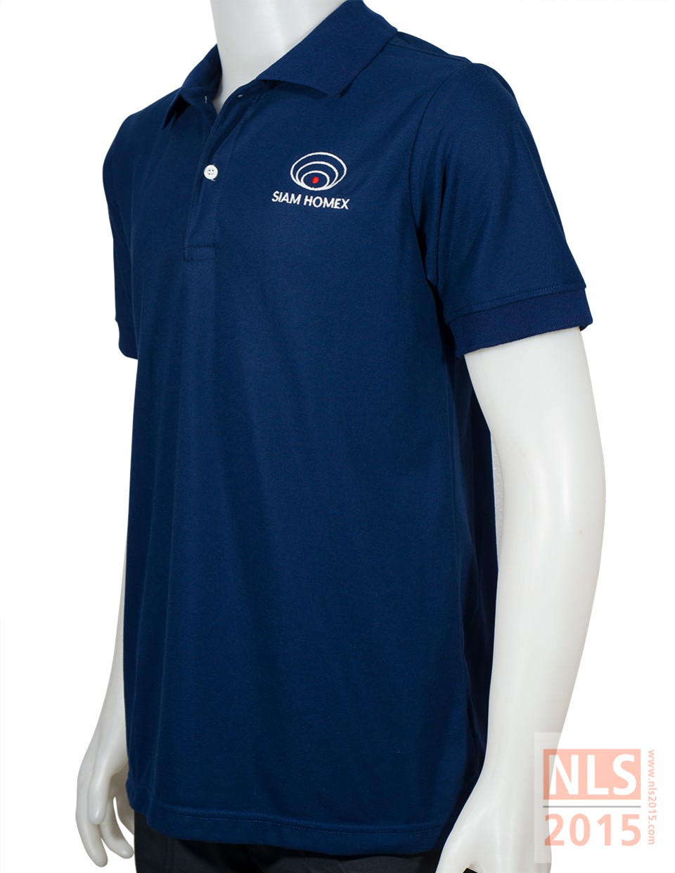 เสื้อโปโลสีกรมล้วน แขนจั้ม ปักโลโก้อกซ้าย เนื้อผ้า TCmicroรูปที่ 