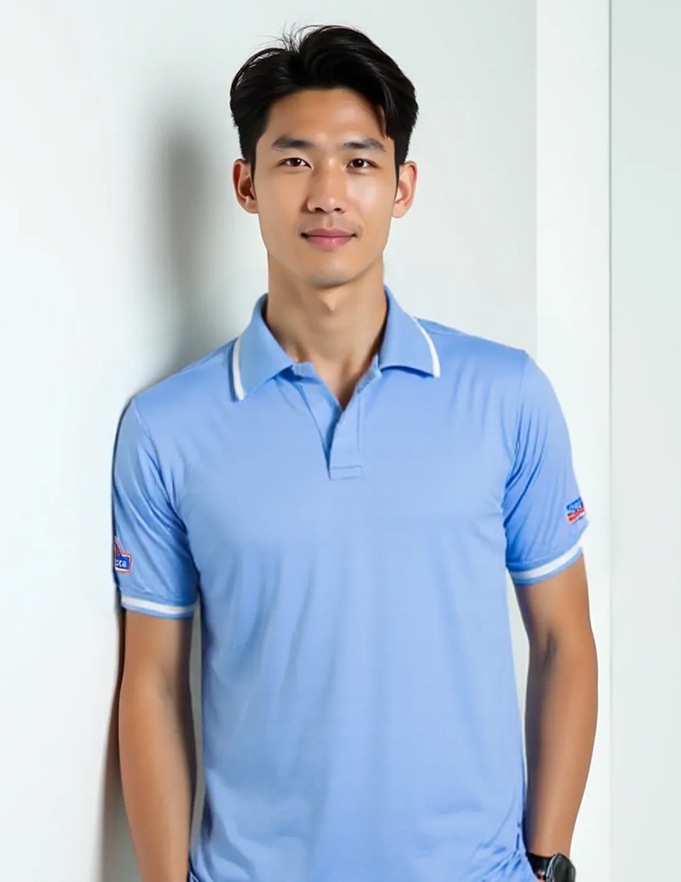 เสื้อโปโลเนื้อผ้าดรายเทค ไม่มีกระเป๋า ไม่ติดกระดุม แขนจั้ม ปักแขนซ้ายขวารูปที่ 