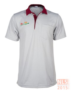 เสื้อโปโลเนื้อผ้าดรายเทคสีเทา กระเป๋าปะอกซ้าย ปักอกขวา