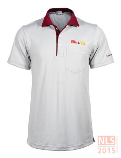 เสื้อโปโลเนื้อผ้าดรายเทคสีเทา ปักอกซ้ายเหนือกระเป๋า