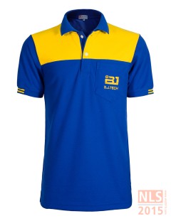 เสื้อโปโลตัดต่อสองสีเนื้อผ้า TC มีกระเป๋าอกซ้าย ปัก 2 จุด