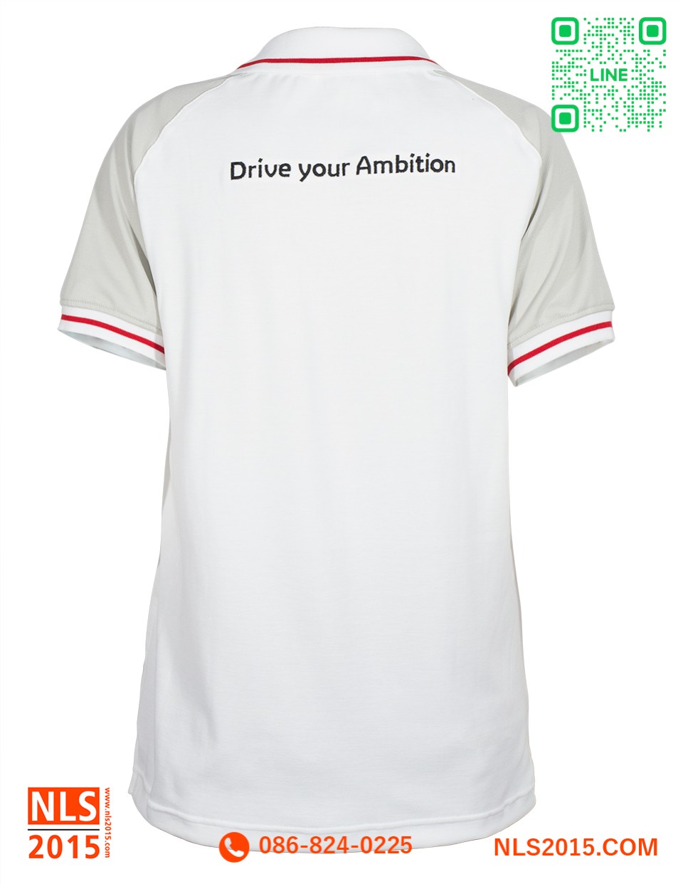 เสื้อโปโลตัดต่อสองสีเนื้อผ้าดรายเทค สาบติดซิป ปักโลโก้อกซ้ายรูปที่ 