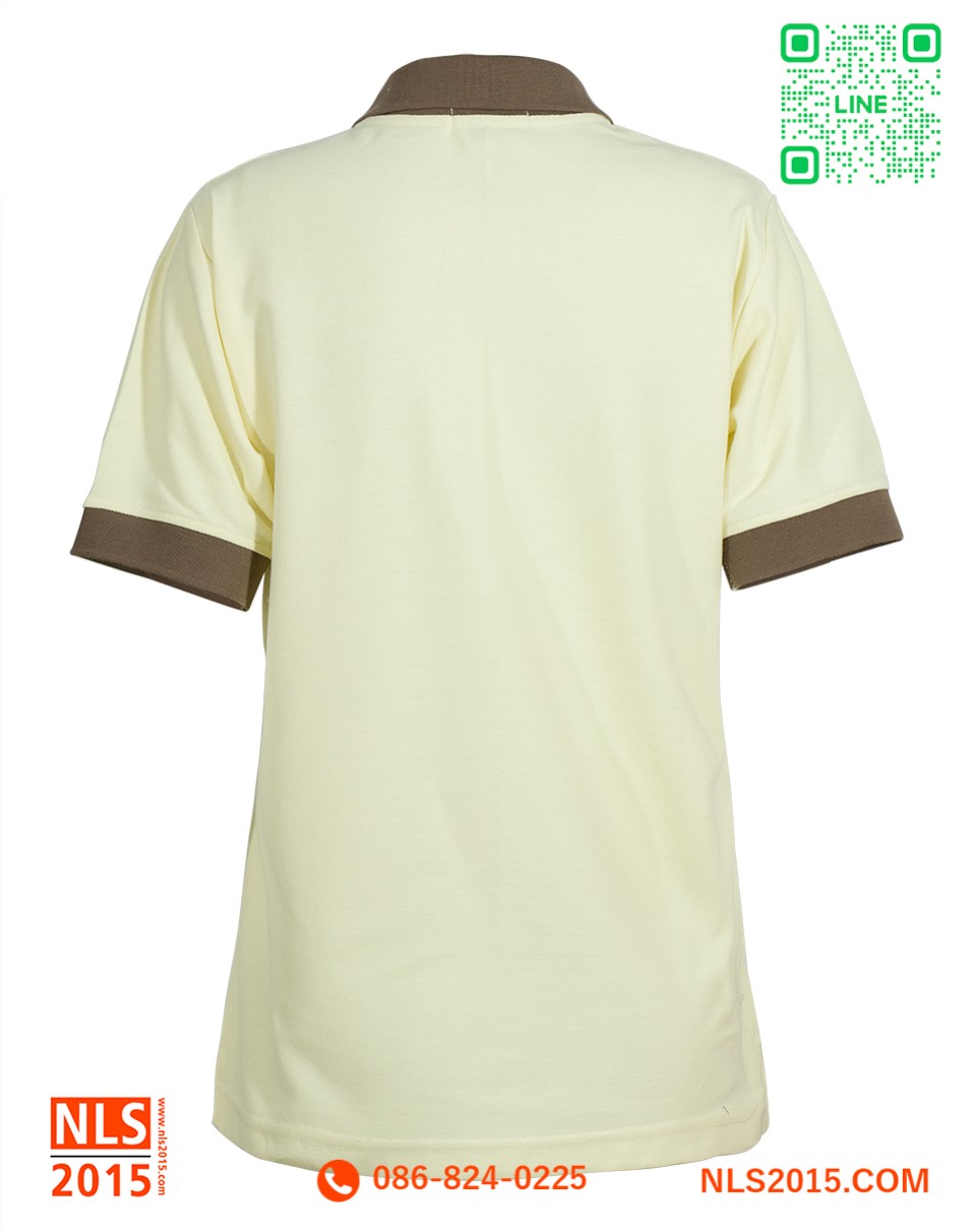 แบบเสื้อโปโลเนื้อผ้า TC จูติ ปักอกซ้าย 1 จุด ตัดต่อสองสีรูปที่ 