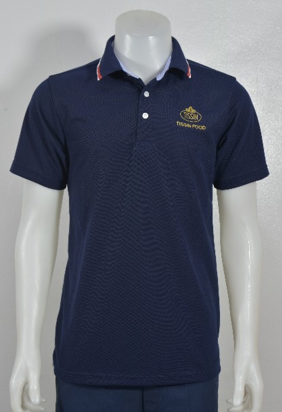 เสื้อโปโลสีกรม เนื้อผ้า TK ปกทอแจ็คการ์ด แขนปล่อย ไม่มีกระเป๋าปัก 1 จุดรูปที่ 