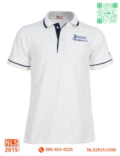 เสื้อโปโลเนื้อผ้า Drytech สีขาว พร้อมปักโลโก้