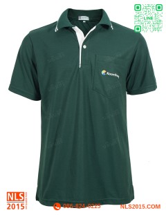 เสื้อโปโลแขนสั้นปล่อย เนื้อผ้า TKmicro สีเขียว ปักอกซ้าย