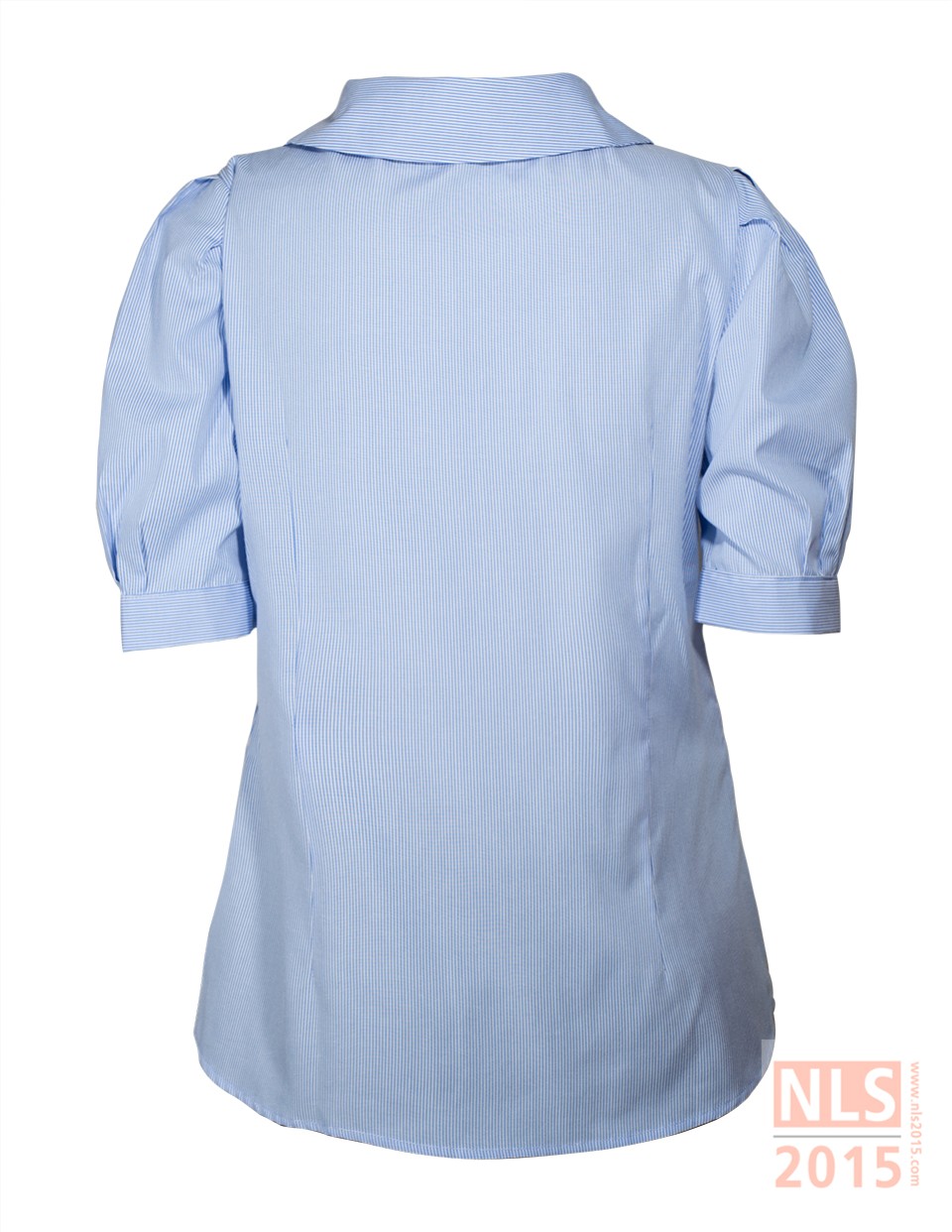 แบบเสื้อเชิ้ตพนักงานแขนตุ๊กตาผ้าลายริ้ว | รับตัดชุดพนักงานทุกชนิดรูปที่