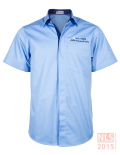 เสื้อเชิ้ตพนักงานเนื้อผ้าคอมทวิวแบบบาง สาบซ่อนติดกระดุม