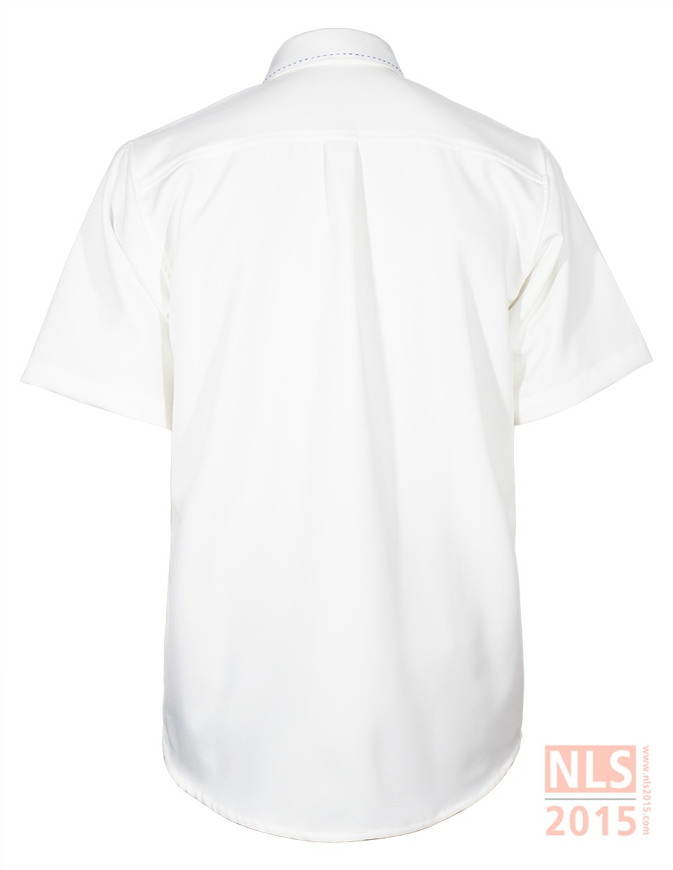 เสื้อเช็ตพนังงานชาย แขนสั้นปักโลโก้อกซ้ายรูปที่