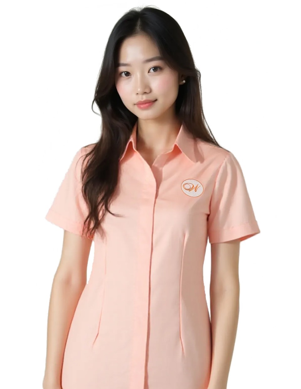 เสื้อเชิ้ตแขนสั้น สาบซ่อน เนื้อผ้าอ๊อกฟอร์ดรูปที่