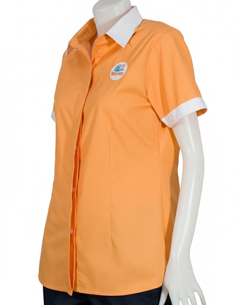 เสื้อเชิ้ตเนื้อผ้าลาครอส สาบซ่อนติดกระดุมรูปที่ 