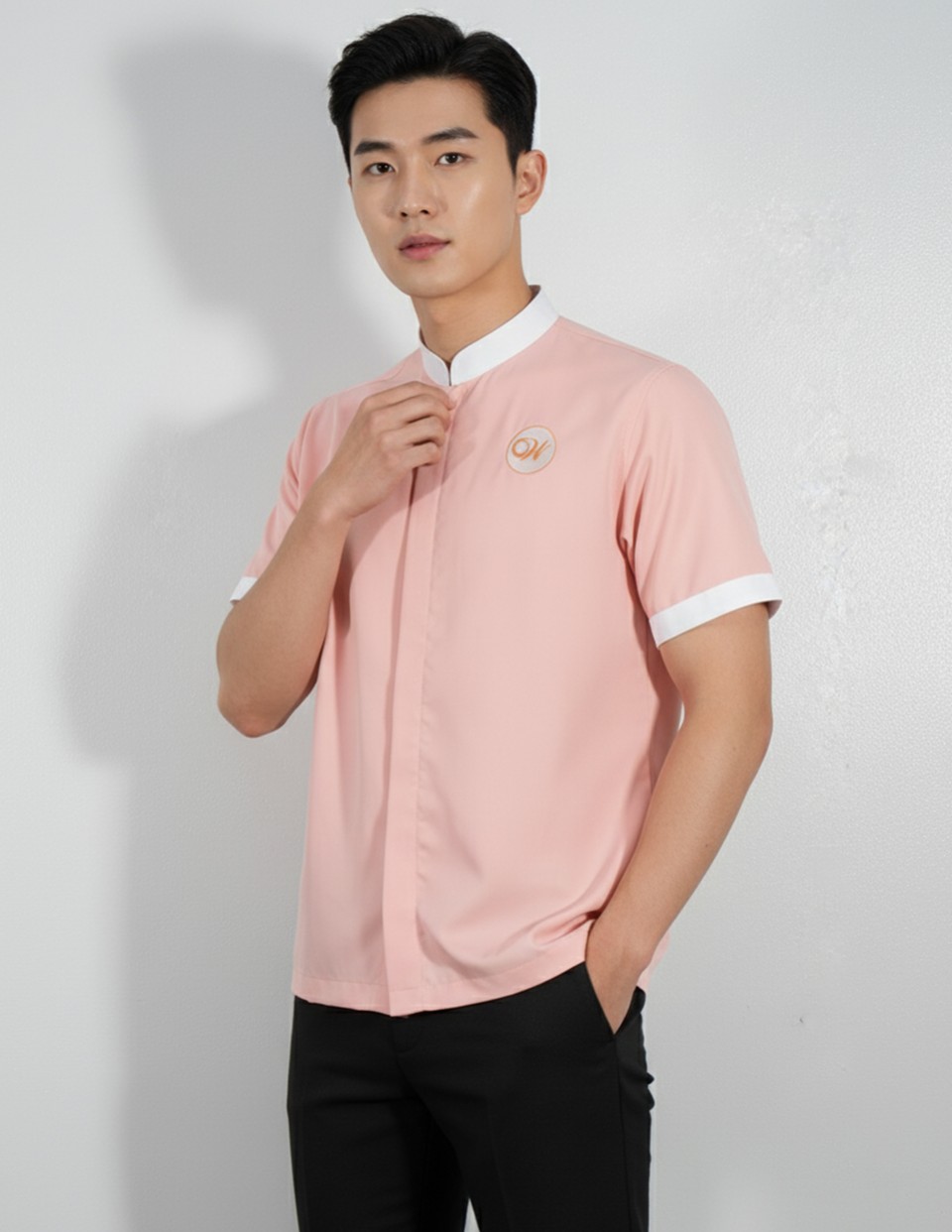 เสื้อเชิ้ตเนื้อผ้าไมโครยืดรูปที่
