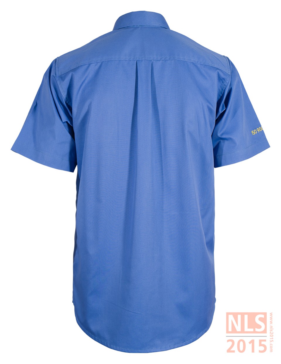 เสื้อเชิ้ตชายแขนสั้นเนื้อผ้า TC210 สีฟ้า พร้อมปักโลโก้รูปที่ 