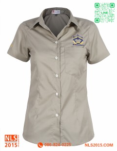 เสื้อเชิ้ตแขนสั้นหญิง เสื้อยูนิฟอร์มพนักงานออฟฟิศ พร้อมปักอกซ้าย 1 จุด