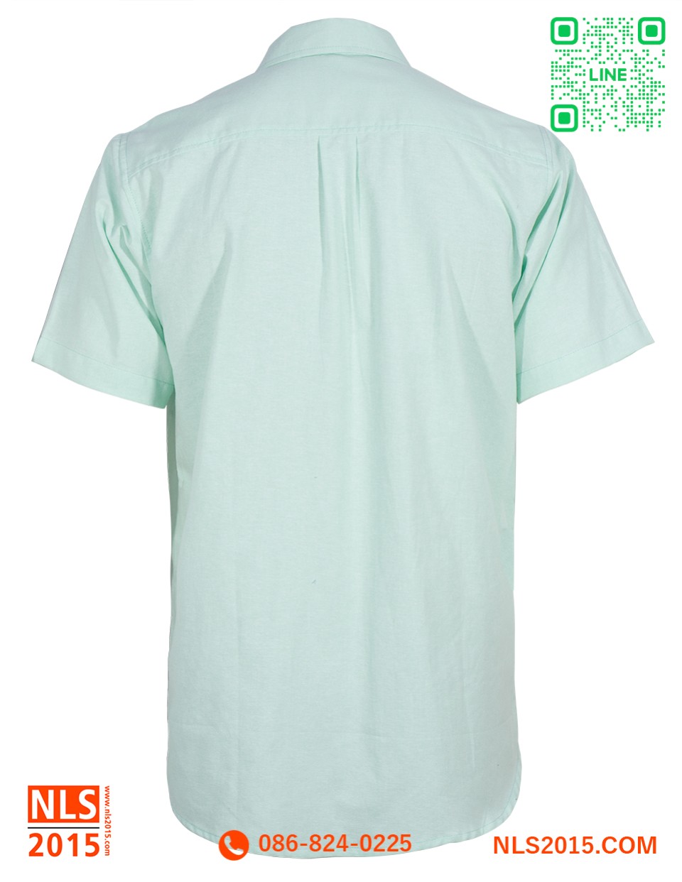 เสื้อเชิ้ตแขนสั้นผ้าอ๊อกฟอร์ตมีกระเป๋าอกซ้ายปักเหนือกระเป๋ารูปที่ 