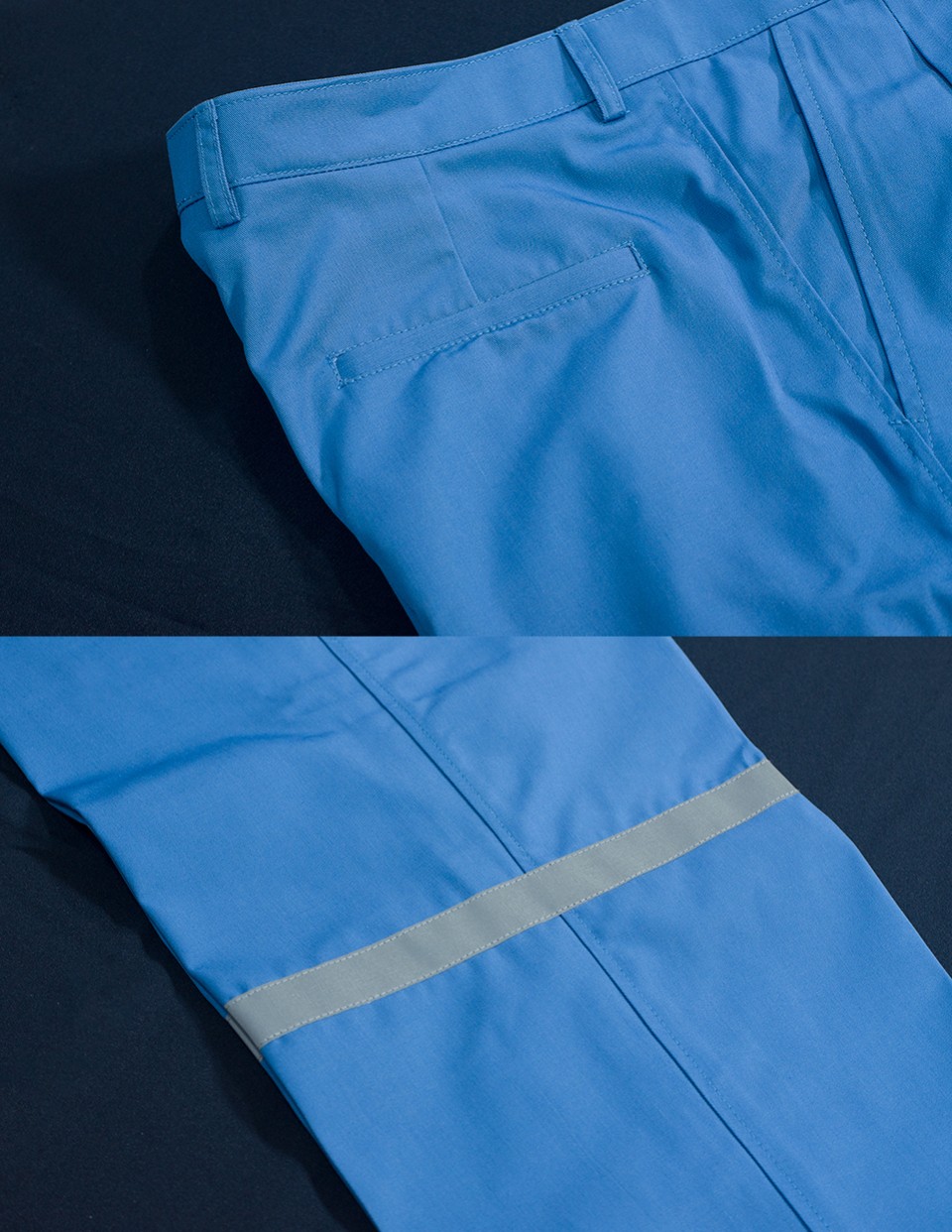 ยูนิฟอร์มพนักงานแขนยาวติดสะท้อนแสงสีเทา สกรีนโลโก้หน้าหลังรูปที่ 