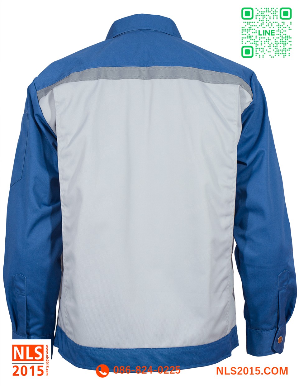 ยูนิฟอร์มตัดต่อสองสีเนื้อผ้าคอมทวิวกระดุมสแน็ปเนื้อทองเหลืองรูปที่ 