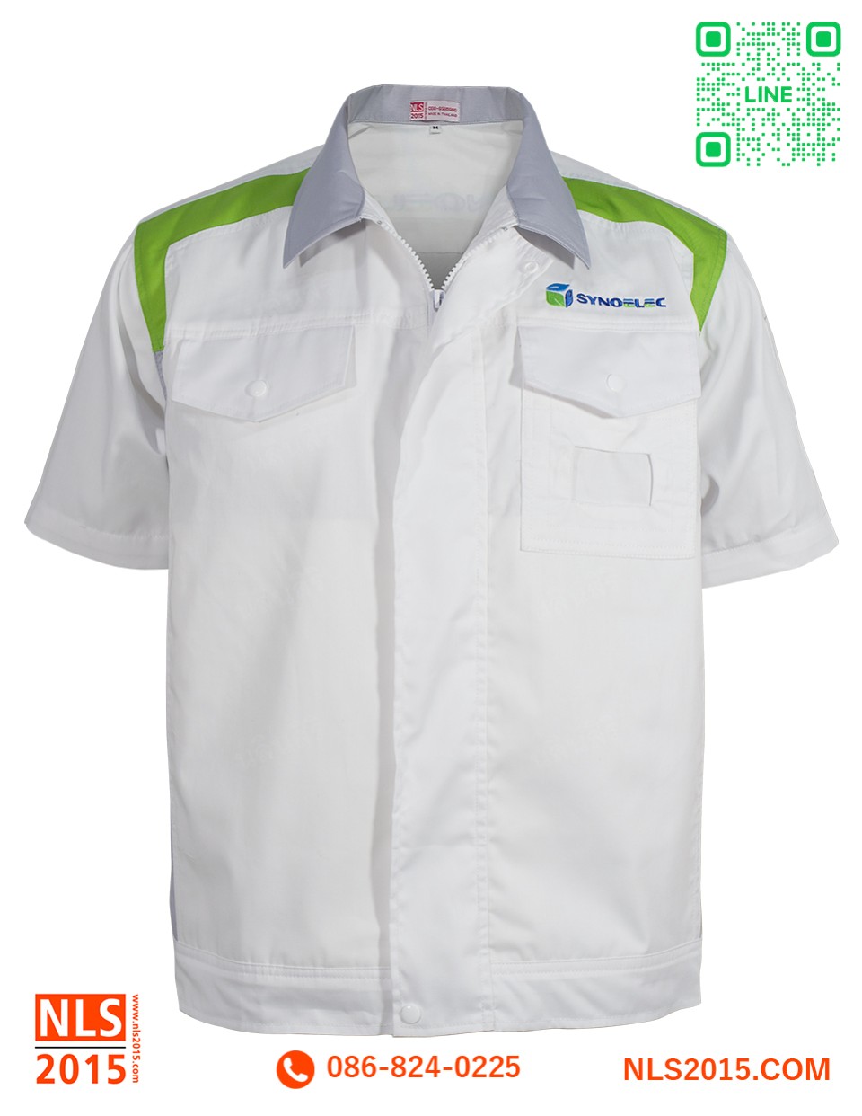 เสื้อช็อปแขนสั้นตัดต่อสามสีเนื้อผ้าคอมทวิวแบบบางสาบหน้าติดซิปรูปที่ 