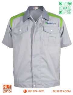 เสื้อช็อปแขนสั้นตัดต่อสามสีเนื้อผ้าคอมทวิวแบบบางสาบหน้าติดซิป