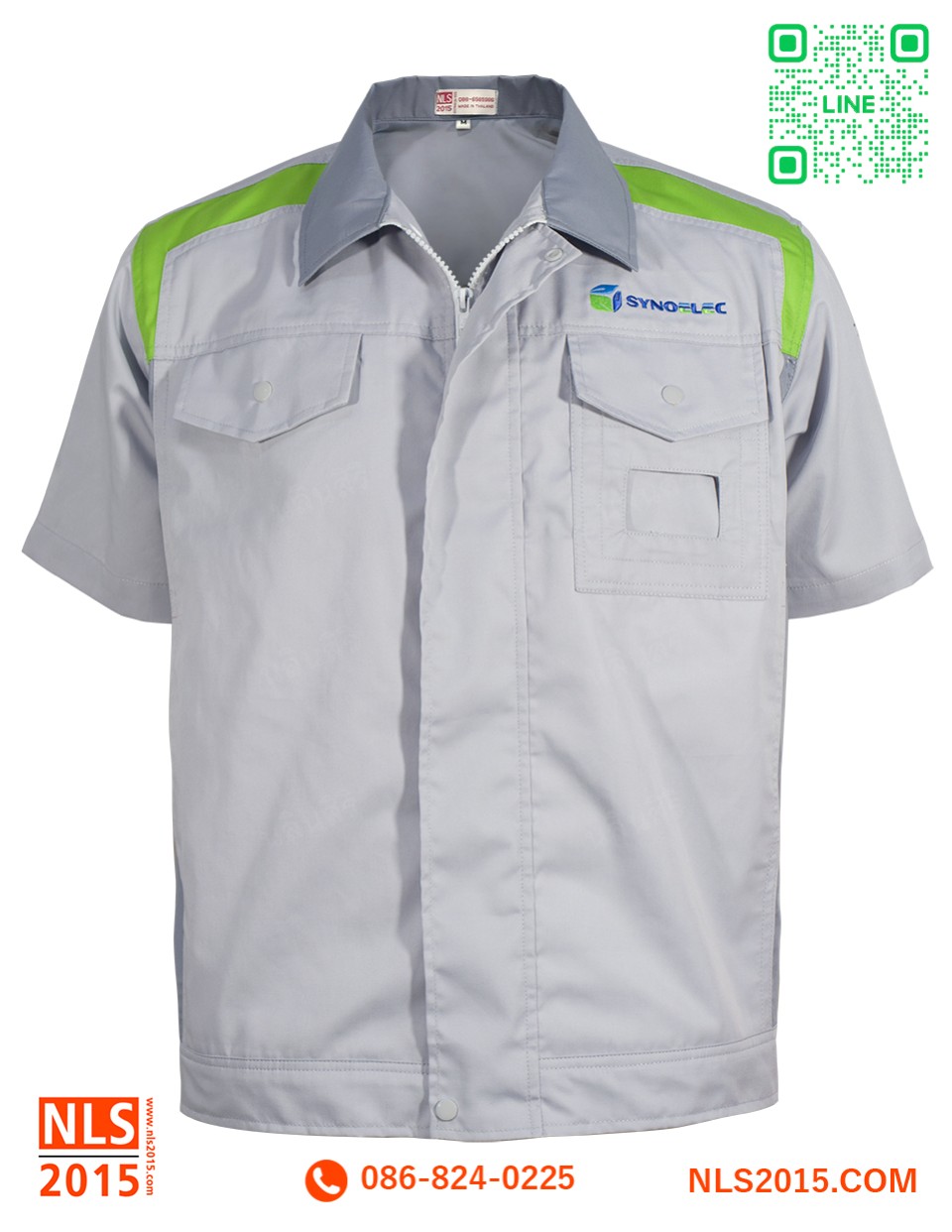 เสื้อช็อปแขนสั้นตัดต่อสามสีเนื้อผ้าคอมทวิวแบบบางสาบหน้าติดซิปรูปที่ 
