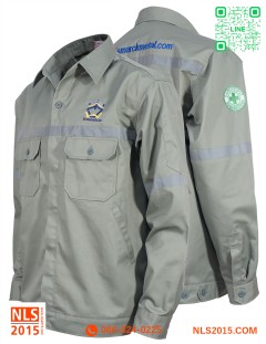 เสื้อช็อปแขนยาวติดแถบสะท้อนแสงเนื้อผ้าคอมทวิว