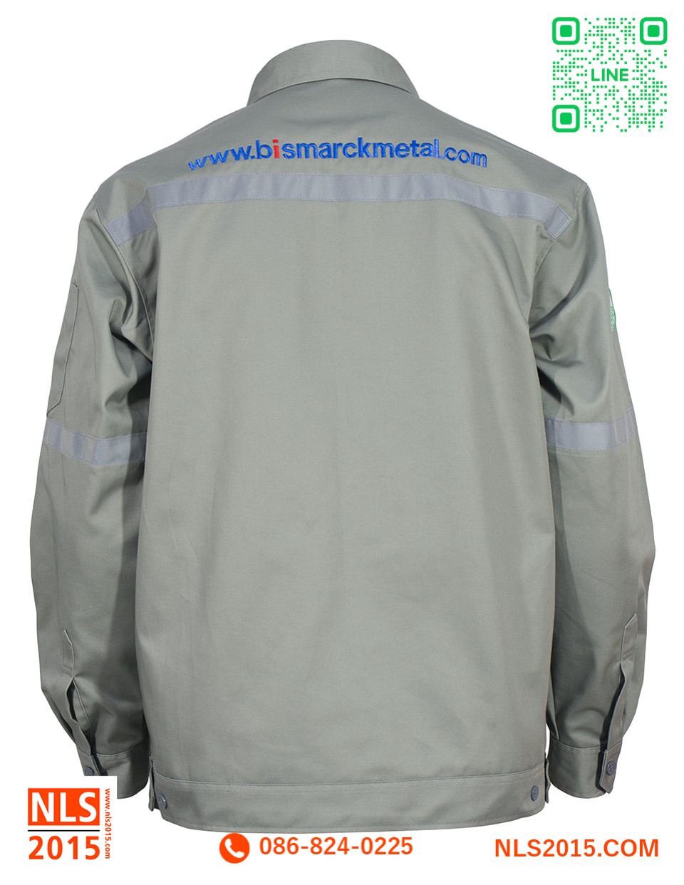 เสื้อช็อปแขนยาวติดแถบสะท้อนแสงเนื้อผ้าคอมทวิวรูปที่ 