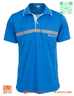 เสื้อโปโลผ้าไมโครเม็ดข้าวสาร ติดสะท้อนแสงหน้าหลัง