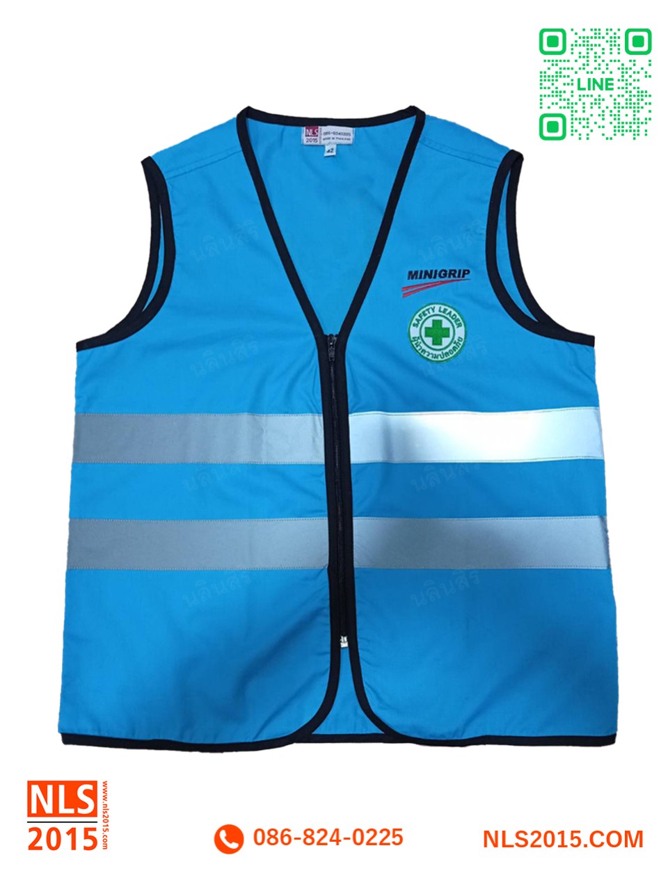 เสื้อกั๊กเซฟตี้สะท้อนแสง เนื้อผ้าคอมวิบางพร้อมปักและสกรีนรูปที่ 