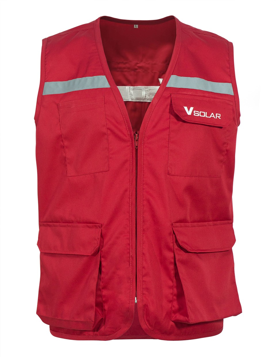 เนื้อผ้าคอมทวิวบางติดแถบสะท้อนแสงปักหน้าหลังฝากระเป๋าติดเมจิกเทปรูปที่ 