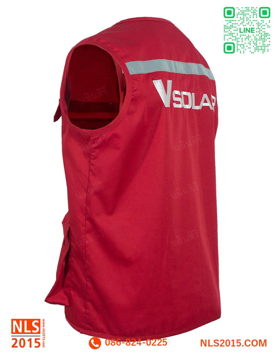 เนื้อผ้าคอมทวิวบางติดแถบสะท้อนแสงปักหน้าหลังฝากระเป๋าติดเมจิกเทปรูปที่ 